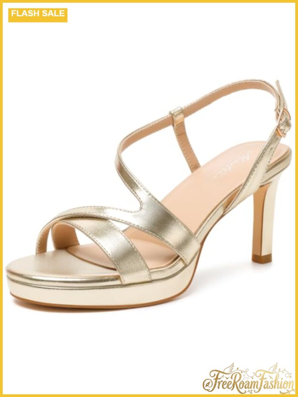 Womens Strappy Platform Heels Round Open Toe Slingback Dress Sandals